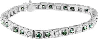 House of Brilliance 14K White Gold White And Treated Blue Diamond Bracelet