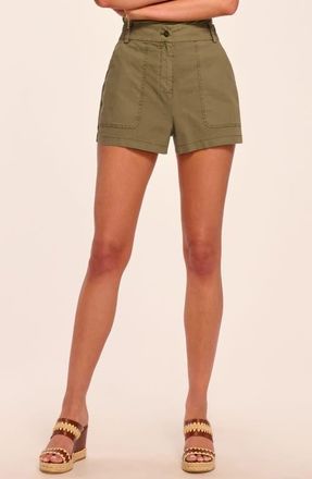 Ramy Brook Hilary Stretch Cotton Canvas Shorts in Safari Green at Nordstrom, Size 12