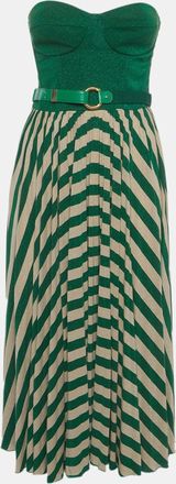 Elisabetta Franchi Green Lurex Knit Corset Abito Donna Dress