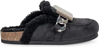 J.W.Anderson Zwarte su&egrave;de muiltjes met shearling details - Dames - Slip ons - Zwart - 35 EU - Su&egrave;de - Schoenen