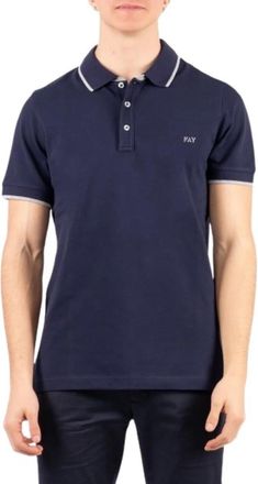 Fay Polo in Piquet Stretch - Heren - Polos - Blauw - M - Katoen - Tops