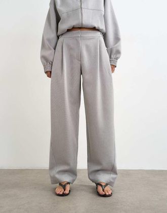Topshop Pantaloni slim grigi con cuciture attorcigliate in coordinato-Nero