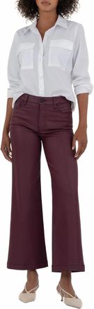 Kut from the Kloth Meg Coated Hi Rise Wide Leg Jeans In Blackberry