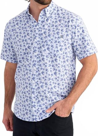 Huk Kona Kc Print Button-Down Shirt In White Mini Marlin