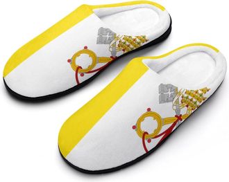 Generic Vatican Flag Mens Slippers Comfortable And Non-slip Cotton Slipper Shoe for House