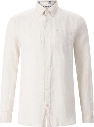 Barbour Tailored Linen Shirt - Heren - Casual Overhemden - Beige - M - Leer - Overhemden