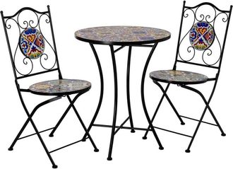 Wanderlust Deco Conjunto de mesa y 2 sillas de metal multicolor