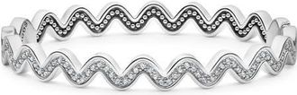 Lagos Caviar Spark Diamond Wave Bangle in Silver at Nordstrom, Size 7