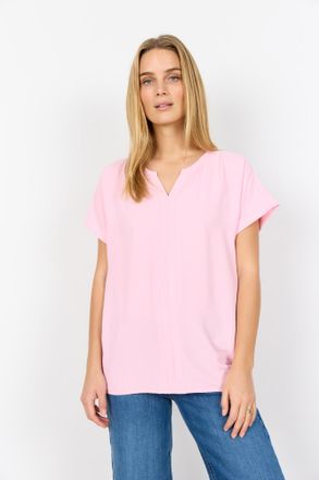 Soyaconcept Shirtbluse SOYACONCEPT SC-CATH 1, Damen, Gr. XXL, rose, Web, Obermaterial: 100% Polyester, unifarben, normal, V-Ausschnitt, Blusen Shirtbluse