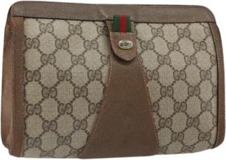 Gucci Pre-owned Canvas Clutch - Dames - Vintage Clutch - Beige - ONE Size - Vintage