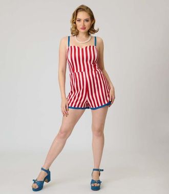 Unique Vintage 1960s Ossining Romper in Red & White Stripe at Nordstrom, Size X-Large