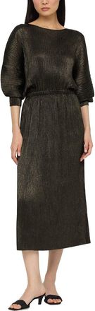 Lafayette 148 New York Long Sleeve Gathered Waist Dress