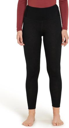 Icebreaker Tech Base Layer Leggings Women Black Merino Wool Ankle GBO3489