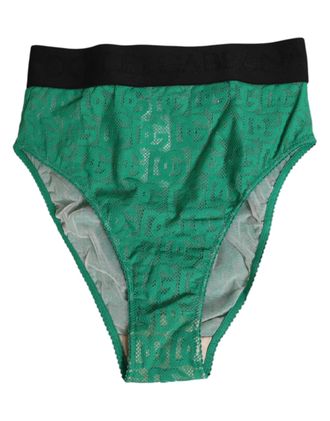 Dolce & Gabbana Green DG Logo Lace High Brief Panty Womens Underwear