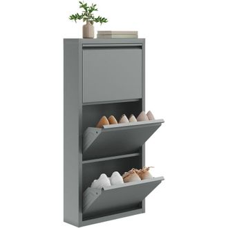 Woltu Woltu Zapatero Con 3 Cajones Para 9 Pares De Zapatos Gris Claro