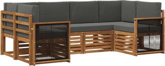 vidaXL Conjunto De Sof&aacute;s De Exterior 5 Uds. Natural Y Antracita Vidaxl