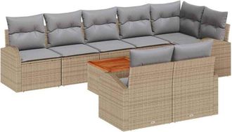 vidaXL Garden Sofa Set 9 pcs Beige and Light Grey Poly Rattan vidaXL