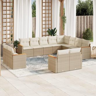 vidaXL Set De Sof&aacute;s De Jard&iacute;n 12 Pzas Y Cojines Rat&aacute;n Sint&eacute;tico Marr&oacute;n Vidaxl