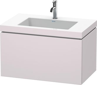 Duravit Lavabo Para Muebles Duravit L-cube C-bonded Con Base, Colgante, 80x48 Cm, 1 Extra&iacute;ble, Sin Rebosadero, 1 Agujero Para Grifo, Color: Blanco Lila Seda L