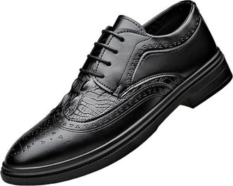 Generic Mens Pointed Toe Shoes Classic Business Casual Leather Dress Shoes British Style Formal Fashion Footwear for Office and Smart Occasions(7.5) Black