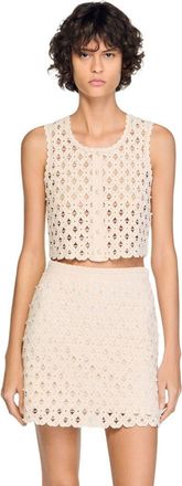 Sandro Beaded crochet cropped cardigan in Ecru at Nordstrom, Size X-Large