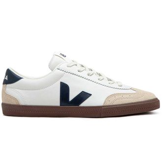 Veja Volley Organic Traced Leather Womens Fashion Trainers - White Nautico Bark - Size:UK 7