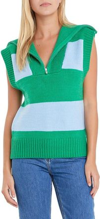 English Factory Stripe Sweater Vest in Blue/Green at Nordstrom, Size Medium