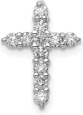 Diamond2Deal 14K White Gold Lab Grown Diamond Cross Pendant (0.3ct, VS, G-H)