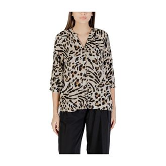 Ichi Ichi, Dames, Blouses & Shirts, Beige, Maat: 2XL Viscose