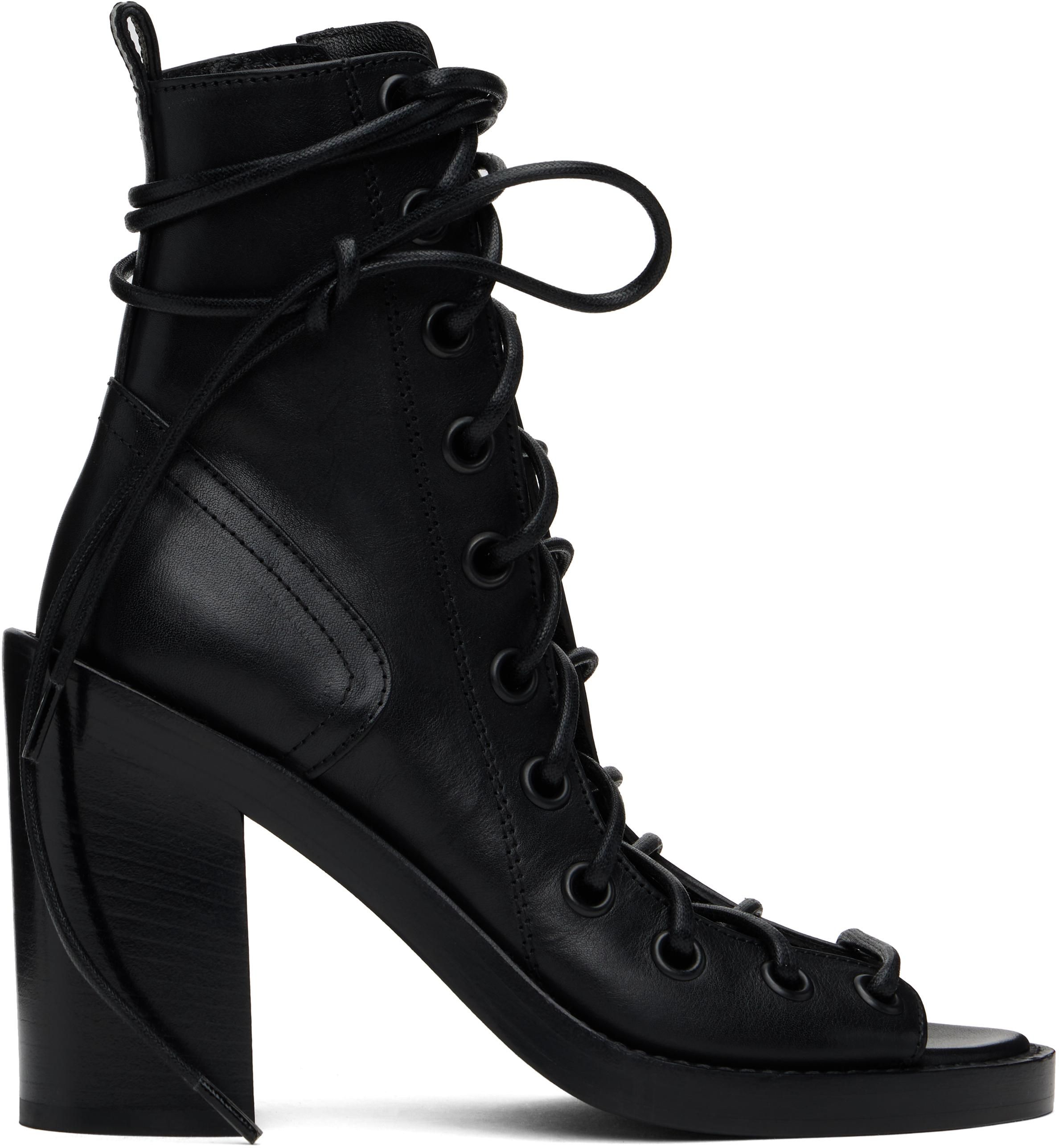 Leather biker boots Ann Demeulemeester Black size 38.5 EU in