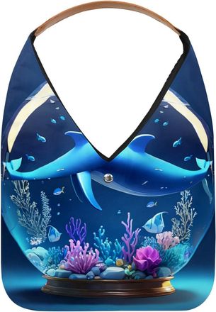 Generic Whale Crystal Ball Reusable Lightweight Grocery Bags - Foldable Into Compact Pouch, Washable & Sturdy, Multipurpose for Shopping and Travel