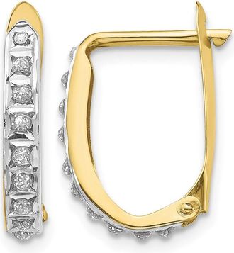 Diamond2Deal 10k Yellow Gold Round Diamond Fascination Hoop Earrings
