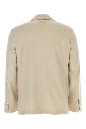Prada Mens Melange Sand Cashmere Blazer Albino Giacche E Gilet