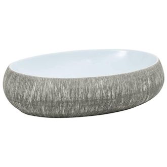 Berkfield Home Countertop Basin Grey & Blue Oval 59x40x15 cm Ceramic | Size: 59 x 40 x 15 cm