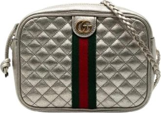 Gucci Pre-owned Cross Body Bags, female, Gray, Size: ONE SIZE Pre-owned Quilted Crossbody Bag