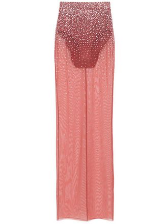 Alex Perry Mesh maxi-rok met kristallen - Bruin