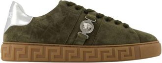 Versace Schoenen, Heren, Groen, 40 EU, Leer, La Medusa Gesp Suede Sneakers