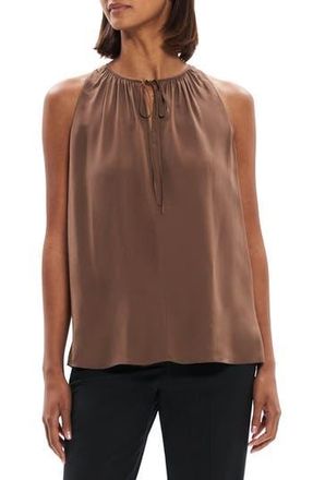 Theory Tie Neck Sleeveless Top in Pecan at Nordstrom Rack, Size Large