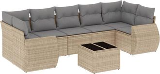 vidaXL Vidaxl - Juego De Sof&aacute;s De Jard&iacute;n Con Cojines Beige 8 Pzas Rat&aacute;n Pe