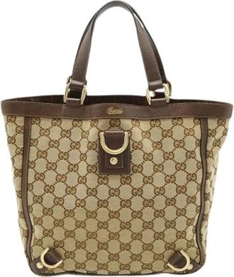 Gucci Pre-owned Handbags, female, Beige, Size: ONE SIZE Pre-owned Vintage Canvas Handbag