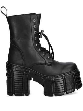New Rock 120mm lace-up platform boots - Black