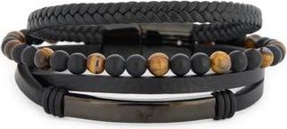 Nordstrom Rack Mens Beaded Multirow Bracelet in Brown- Black- Stainless at Nordstrom Rack