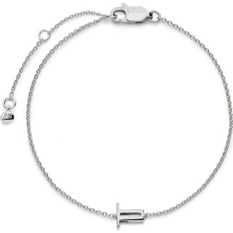 Monica Vinader Initial Pendant Bracelet in Sterling Silver T at Nordstrom