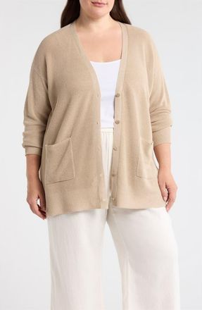 Eileen Fisher Organic Linen & Organic Cotton Cardigan in Undyed Natural at Nordstrom, Size 2 X