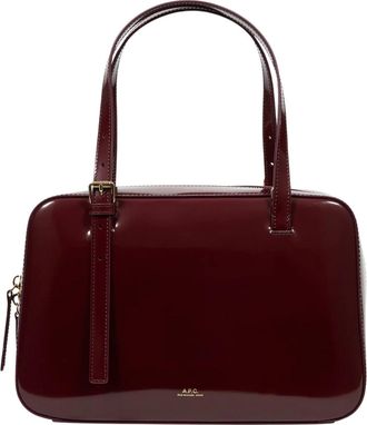 A.P.C. Burgundy Virginie Box Leather Shoulder Bag