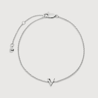 Monica Vinader Sterling Silver Initial V Chain Bracelet