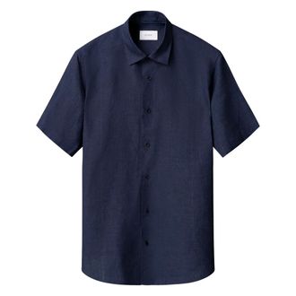 Eton Casual Fit Linen Short Sleeve Shirt - male - Eton - Short Sleeve Shirts - Blue - 2XL - Shirts