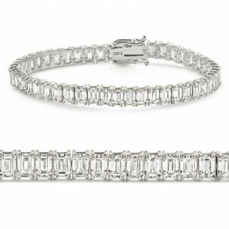 Pompeii3 20Ct Emerald Cut Diamond Tennis Bracelet 14k Gold 7 Lab Grown