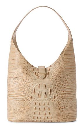 Brahmin Gwynne Croc Embossed Leather Shoulder Bag in Sandstorm at Nordstrom