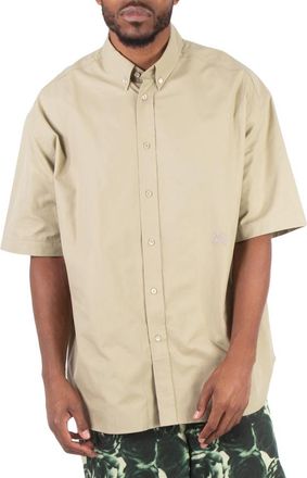 Burberry Logo-Embroidered Short Sleeve Poplin Shirt, Size X-Large